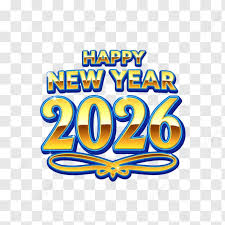 تصميم تهنئة بالعام الجديد 2026، احتفالاً بالعام الجديد، ذهبي وأزرق, سنة  جديدة سعيدة 2026, احتفالات رأس السنة الجديدة, تحية احتفالية PNG صورة  للتحميل مجانا