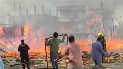 نشوب حريق داخل مدينة الانتاج الاعلامي في لوكيشن تصوير     